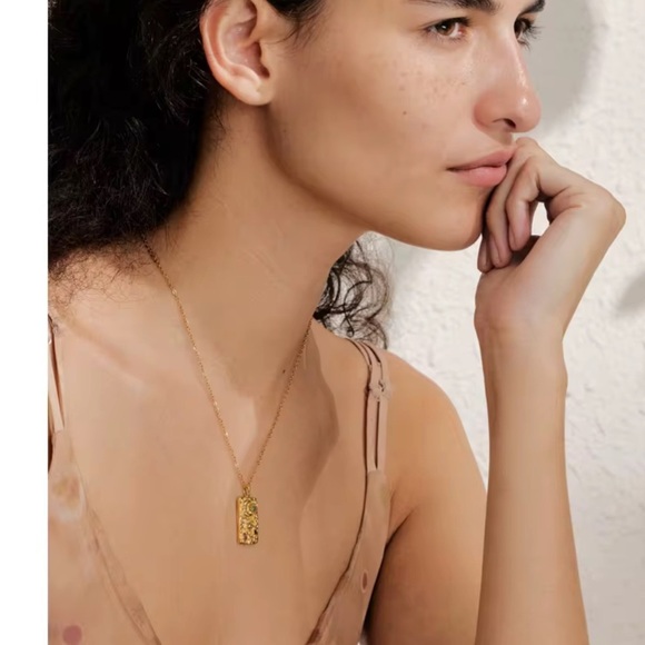 Celestial  Pendant Necklace Stainless Steel Gold Plated with Cubic Zirconia - Picture 5 of 6